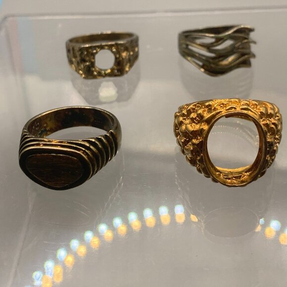 Lot of 4 Vintage Salesman Sample  Electro Plated Men's Size 10 Rings - Picture 1 of 3